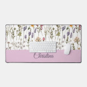Elegant Roze Paarse Wilde Bloem Patroon Aangepaste Bureaumat (Keyboard & Muis)