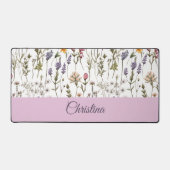 Elegant Roze Paarse Wilde Bloem Patroon Aangepaste Bureaumat (Voorkant)