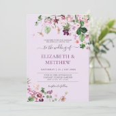 Elegant roze Paarse wilde bloemen bruiloft Kaart (Staand voorkant)