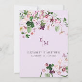 Elegant roze Paarse wilde bloemen bruiloft Kaart (Achterkant)