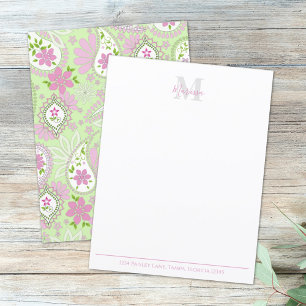 Elegant roze Paisley Stylish Preppy Monogram Green