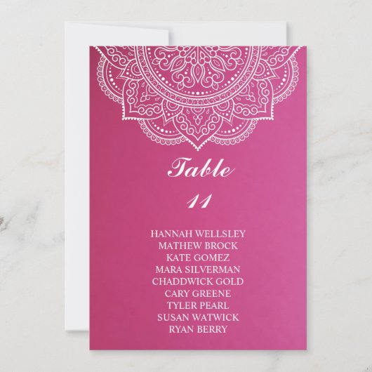 Elegant roze paisley Wedding Seding Chart Kaart (Voorkant)