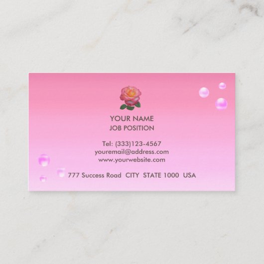 Elegant roze parels op roze gradiënt visitekaartje (Achterkant)