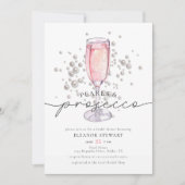 Elegant Roze Parels & Prosecco Vrijgezellenfeest Kaart (Voorkant)