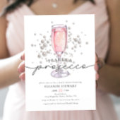 Elegant Roze Parels & Prosecco Vrijgezellenfeest Kaart