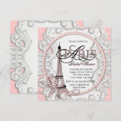 Elegant roze Parijs Vrijgezellenfeest Kaart (Voorkant / Achterkant)