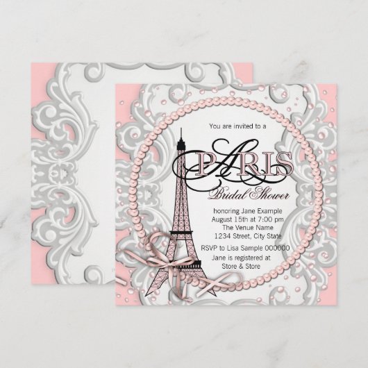 Elegant roze Parijs Vrijgezellenfeest Kaart (Voorkant / Achterkant)