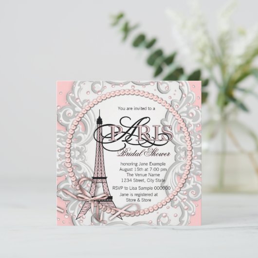 Elegant roze Parijs Vrijgezellenfeest Kaart (Staand voorkant)