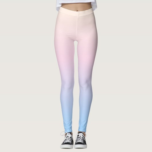 elegant roze pastel blauwe heldere verloopkleuren leggings (Voorkant)