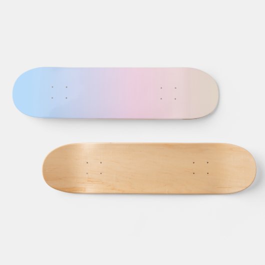 elegant roze pastel blauwe heldere verloopkleuren persoonlijk skateboard (Horizontaal)
