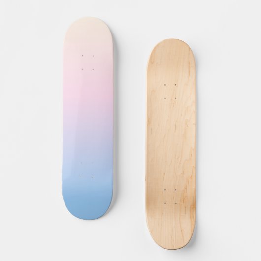 elegant roze pastel blauwe heldere verloopkleuren persoonlijk skateboard (Voorkant)