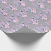 Elegant roze pastel bloementropisch baby shower cadeaupapier (Hoek)