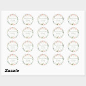 Elegant Roze & Pastel Groen Bloemen Bruiloft Ronde Sticker (Vel)