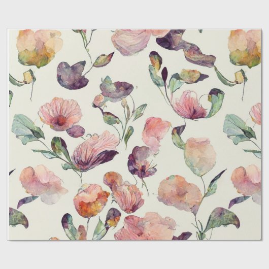 Elegant roze pastel Waterverf bruiloft en bruid Cadeaupapier (Vlak)