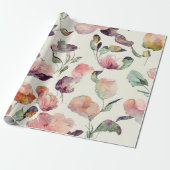 Elegant roze pastel Waterverf bruiloft en bruid Cadeaupapier (Uitgerold)