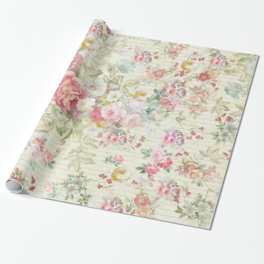 elegant  roze pastelpatroon cadeaupapier (Uitgerold)