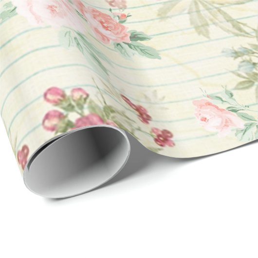 elegant  roze pastelpatroon cadeaupapier (Rol Hoek)