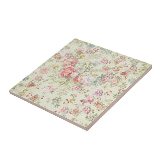 Elegant  roze pastelpatroon tegeltje (Zijkant)