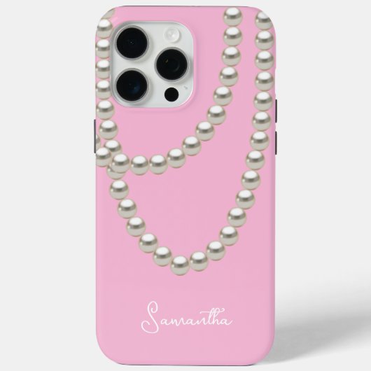 Elegant roze Pearl ketting Case-Mate iPhone Case (Achterkant)