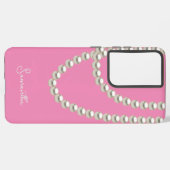 Elegant roze Pearl ketting Samsung Galaxy Hoesje (Linkerkant)