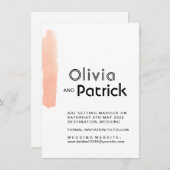 Elegant roze penseelstreek. Moderne simpele bruilo Save The Date (Voorkant / Achterkant)