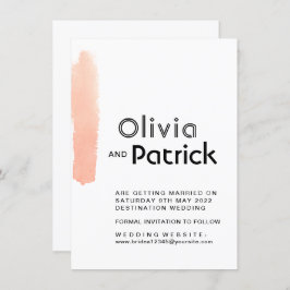 Elegant roze penseelstreek. Moderne simpele bruilo Save The Date