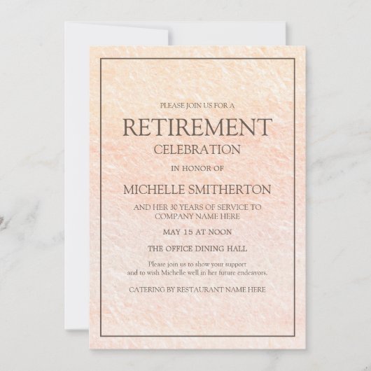 Elegant roze pensioneringspartij kaart (Voorkant)