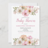 Elegant roze perzik bloemig Baby shower Kaart (Voorkant)