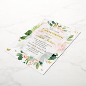 Elegant Roze Perzik Bloom Quinceanera Folie Uitnodiging (Gedraaid)