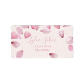 Elegant Roze Petal Retour Adres Lab Etiket (Voorkant)