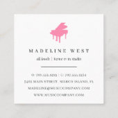 Elegant roze Piano Instructor Music Teacher Vierkante Visitekaartje (Achterkant)