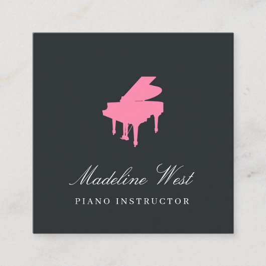 Elegant roze Piano Instructor Music Teacher Vierkante Visitekaartje (Voorkant)