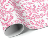 Elegant roze piepklein Indisch bloemenpatroon Cadeaupapier (Rol Hoek)