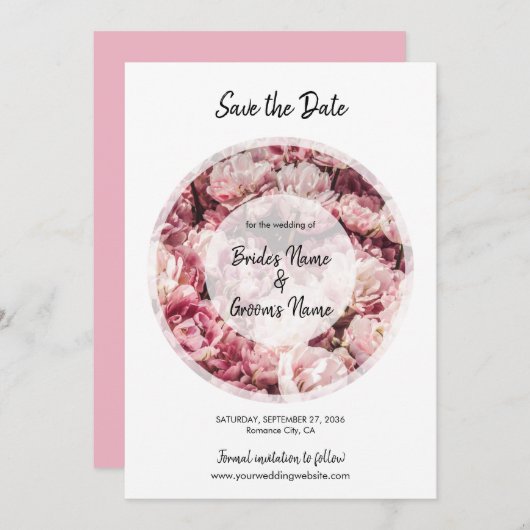Elegant roze pinda's die de datum bewaren save the date (Voorkant / Achterkant)