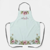 Elegant roze pinda's en groene monogram op maat schort (Voorkant)