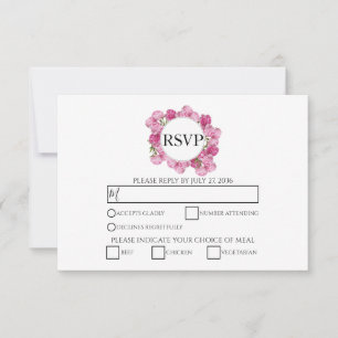 Elegant roze pinda's Wedding RSVP-kaarten RSVP Kaartje
