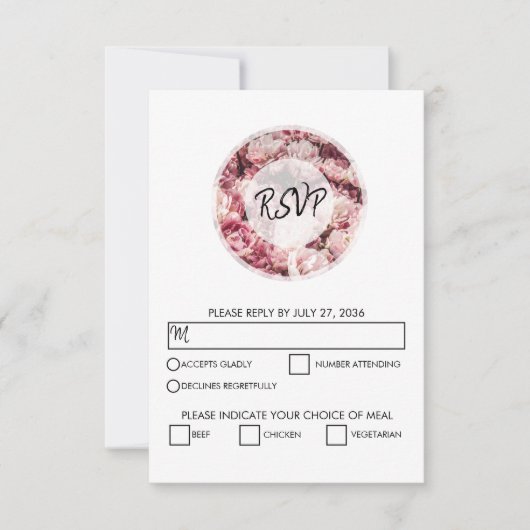Elegant roze pinda's Wedding RSVP-kaarten RSVP Kaartje (Voorkant)