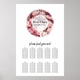 Elegant roze pinda's Wedding Seding Chart Poster