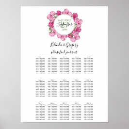 Elegant roze pinda's Wedding Seding Chart Poster