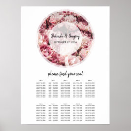 Elegant roze pinda's Wedding Seding Chart Poster