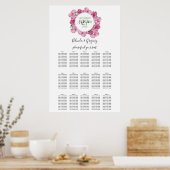 Elegant roze pinda's Wedding Seding Chart Poster (Keuken)