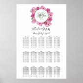 Elegant roze pinda's Wedding Seding Chart Poster (Voorkant)