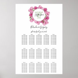 Elegant roze pinda's Wedding Seding Chart Poster