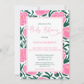 Elegant Roze Pioen Bloemen Baby shower Kaart (Voorkant)