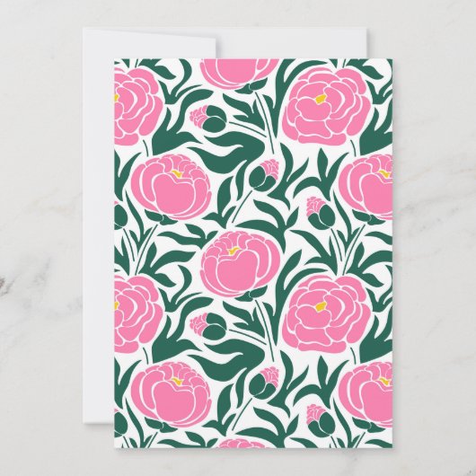 Elegant Roze Pioen Bloemen Baby shower Kaart (Achterkant)