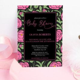 Elegant Roze Pioen Bloemen Baby shower Kaart
