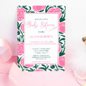 Elegant Roze Pioen Bloemen Baby shower Kaart
