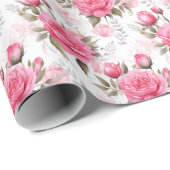 Elegant roze pioen bloemeninpakpapier cadeaupapier (Rol Hoek)