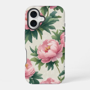 Elegant Roze Pioen Bloemmotief - Tijdloos iPhone 16 Hoesje