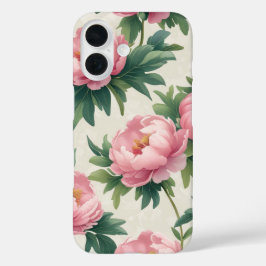 Elegant roze pioenroos bloemenpatroon - tijdloos iPhone 16 hoesje